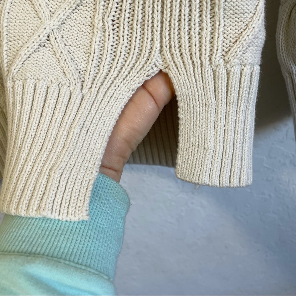 J Crew Long Cotton Cable Knit Mockneck Sweater Style BD709 - Picture 9 of 16